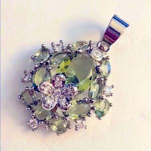 Green amethyst and Topaz pendant, Sold Silver 925